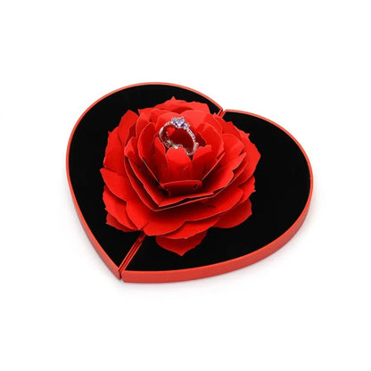 3D Heart Shape Rose Flower Ring Box Set