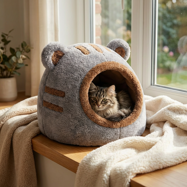 Cozy Bear Cave Cat Bed